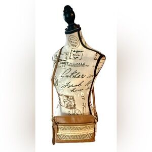 Frye Melissa Straw Crossbody Wristlet • Beige • Leather • Woven